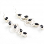 Authentic silver black onyx gemstone earrings